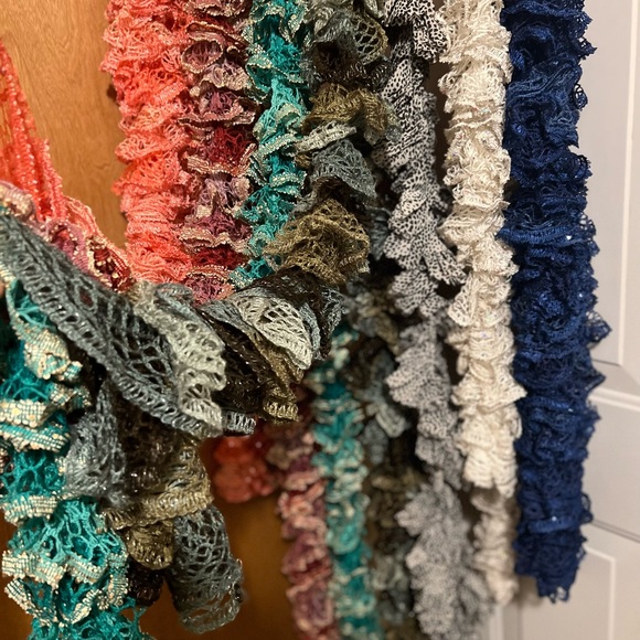 Hand-crafted scarves bundle in a variety of colors. Sold as a bundle of 7. - Picture 2 of 3